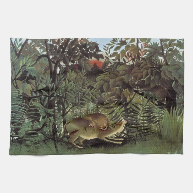 Rousseau’s Hungry Lion hand towel (Horizontal)
