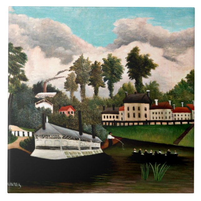 Rousseau - The Laundry Boat, popular painting Tile (Front)