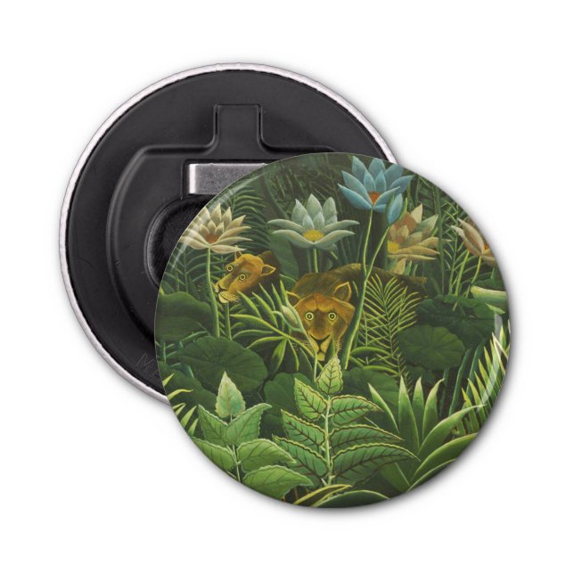 Rousseau Tropical Jungle Lion Painting Bottle Opener (Front)