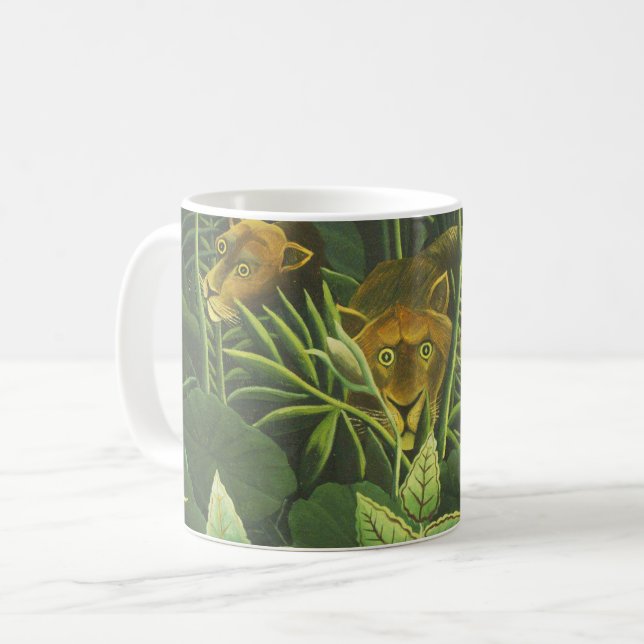 Rousseau Tropical Jungle Lion Painting Coffee Mug (Front Left)