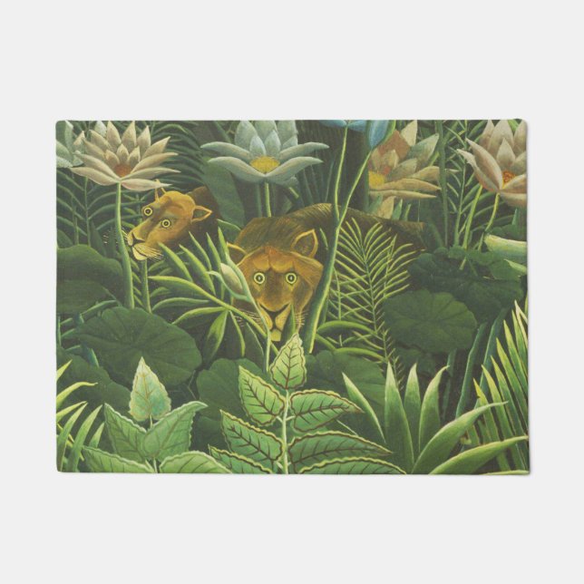 Rousseau Tropical Jungle Lion Painting Doormat (Front)