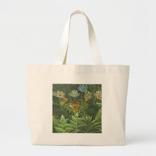 Rousseau Tropical Jungle Lion Painting Large Tote Bag