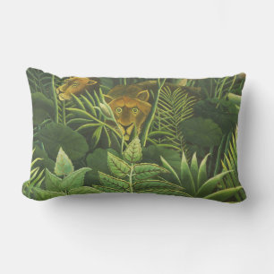 Rousseau Tropical Jungle Lion Painting Lumbar Cushion