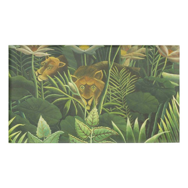 Rousseau Tropical Jungle Lion Painting Name Tag (Front)