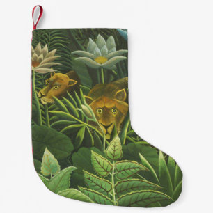 Rousseau Tropical Jungle Lion Painting Small Christmas Stocking