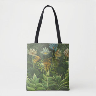 Rousseau Tropical Jungle Lion Painting Tote Bag