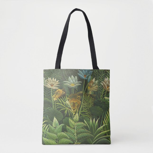Rousseau Tropical Jungle Lion Painting Tote Bag (Front)