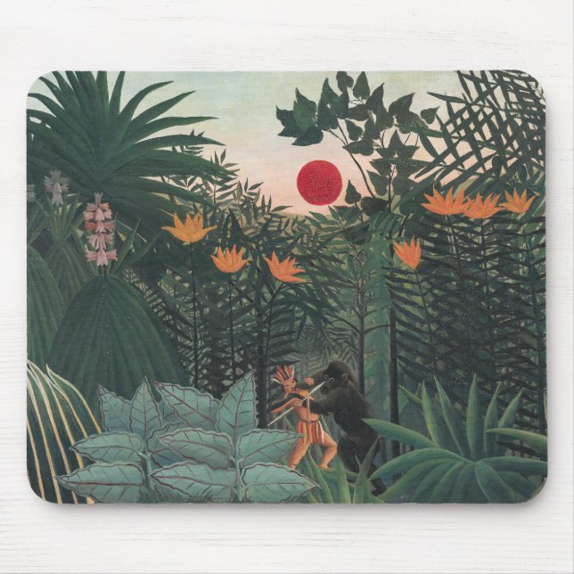 Rousseau - Tropical Landscape, Indian and Gorilla Mouse Mat (Front)