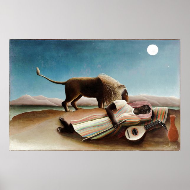 Rousseau's "The Sleeping Gypsy" (1897) Poster (Front)