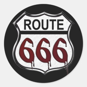 Route 666 classic round sticker