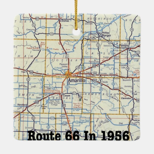 Route 66 Amarillo Christmas Ornament (Back)
