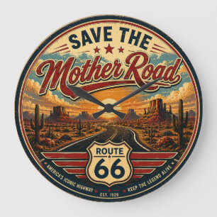 Route 66 America’s Iconic Highway Large Clock