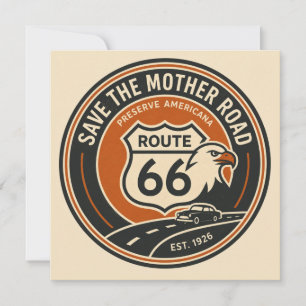 Route 66 American Eagle Classic Car Emblem Card
