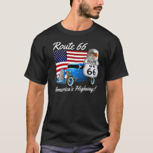 Route 66 America's Highway Road Trip Usa Flag Bal T-Shirt
