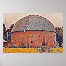 Route 66 Arcadia Round Barn Oil Painting