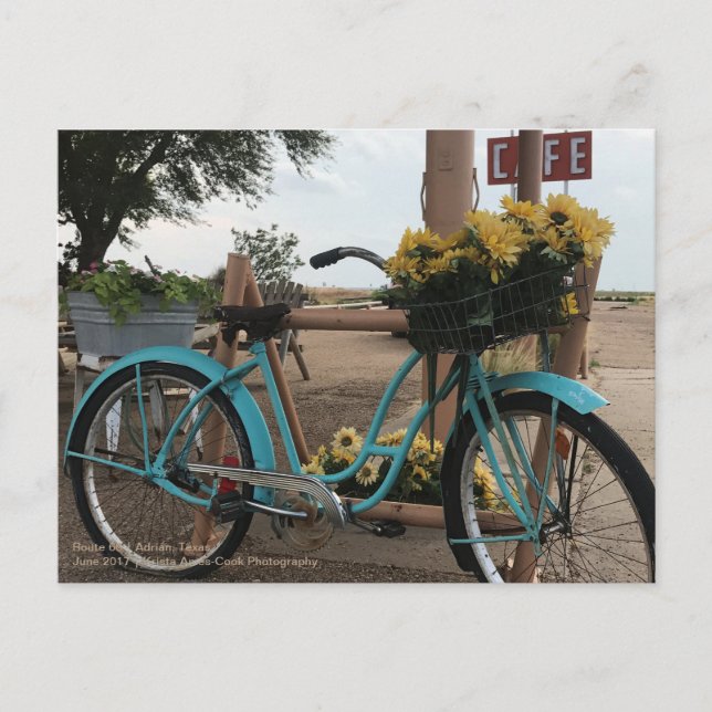 Route 66 | Bicycle & Sunflowers | Adrian, Texas Postcard (Front)