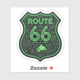 Route 66 Biker Decal — Historic America Road Stick