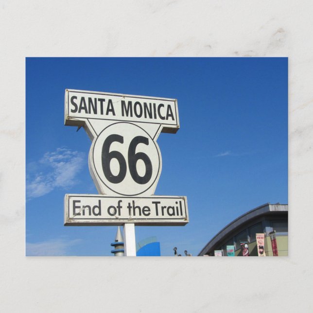 Route 66 California Santa Monica end of trail Postcard (Front)