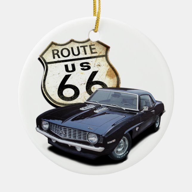 Route 66 Camaro Ceramic Tree Decoration (Front)