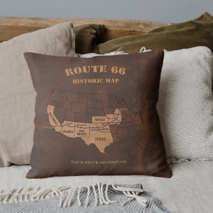 Route 66 Centennial 8-State Map Living Room Decor Cushion