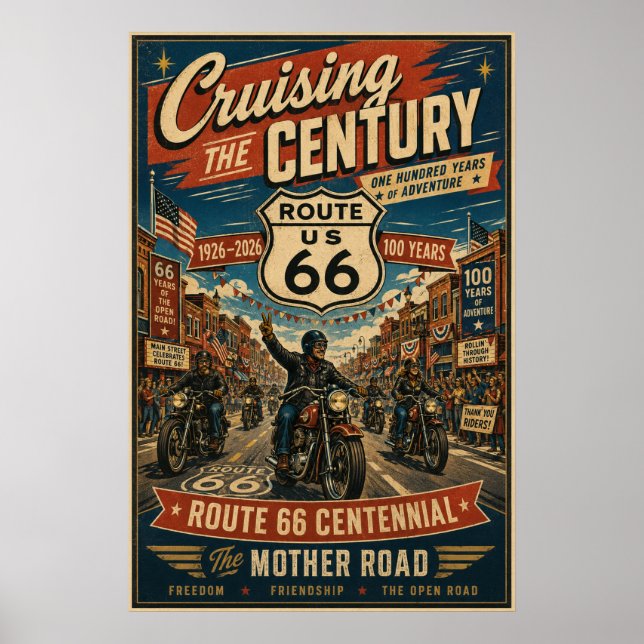 route 66 Centennial Biker Main Street Poster (Front)