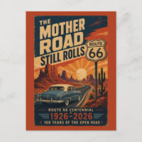 Route 66 Centennial Blue Classic Car Desert Road