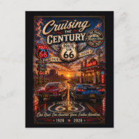 Route 66 Centennial Classic Cars Neon Road