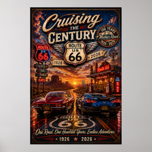 route 66 Centennial Cruising Adventure Wal Art Poster