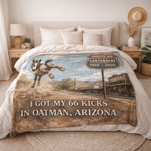 Route 66 Centennial Oatman Donkey Travel Art Fleece Blanket
