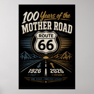 route 66 Centennial Sunset Highway Tribute Art Poster