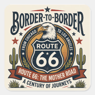 Route 66 Chicago Los Angeles American Eagle Square Sticker