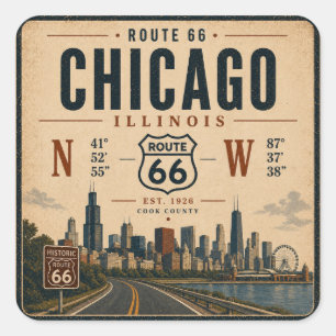 Route 66 Chicago Luggage Sticker
