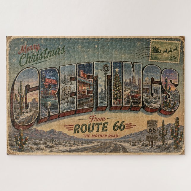 Route 66 Christmas Road Trip Challenge Jigsaw Puzzle (Horizontal)