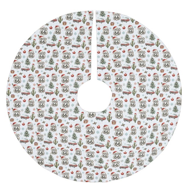 Route 66 Christmas Tree Decorating Ideas Brushed Polyester Tree Skirt (Front)
