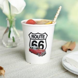 Route 66 Classic Car Paper Cups