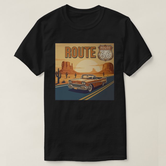 Route 66 Classic Cruiser Sunset T-Shirt (Design Front)
