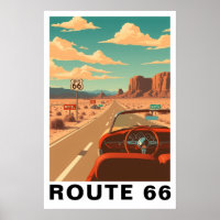 Route 66 Classic Road Trip Travel Art