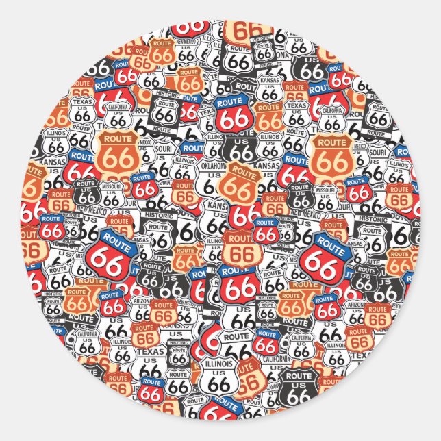 Route 66 classic round sticker (Front)