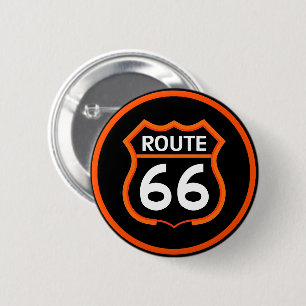 Route 66 Classic Shield Orange and Black Button