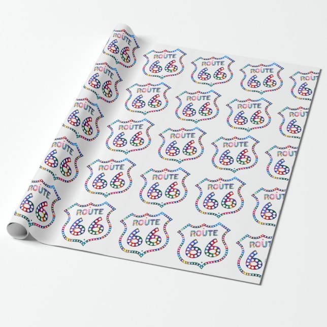 Route 66 colour splash! wrapping paper (Unrolled)