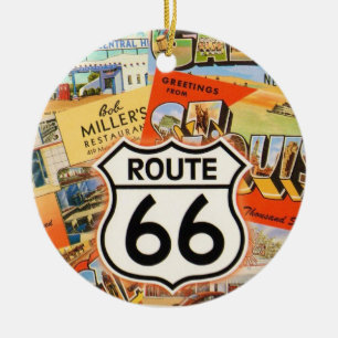 Route 66 Colourful Postcard Ceramic Tree Decoration