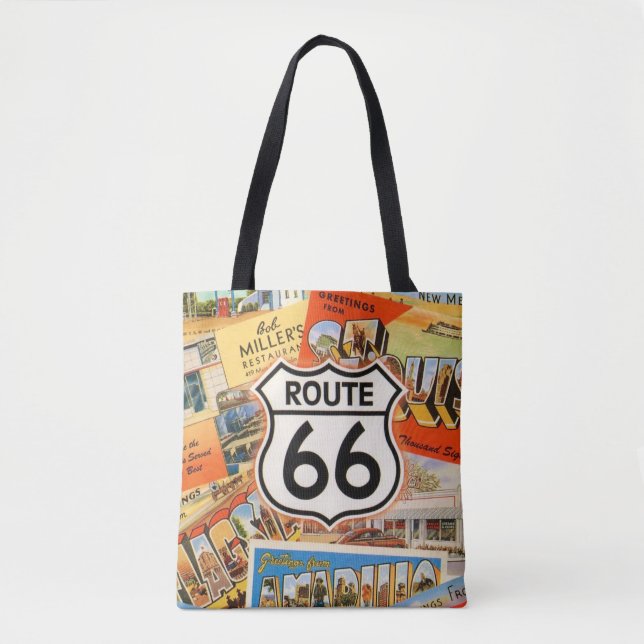  Route 66 Colourful Postcard Tote Bag (Front)