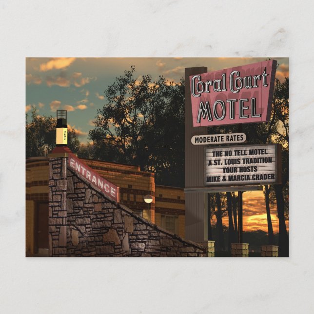 Route 66 Coral Court Motel Retro Neon Sign Postcard (Front)