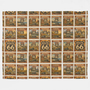 route 66 Cosy Road Trip Americana Throw Art Fleece Blanket