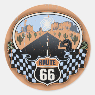 Route 66 Desert Classic Round Sticker