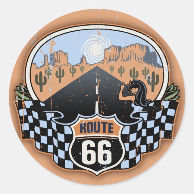 Route 66 Desert Classic Round Sticker (Front)