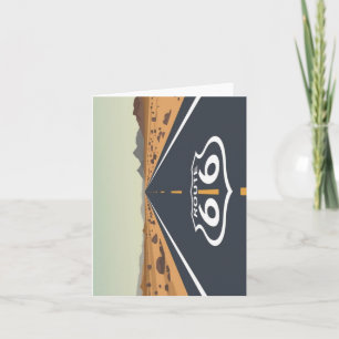 Route 66 Desert Road Vintage Travel Art Holiday Card