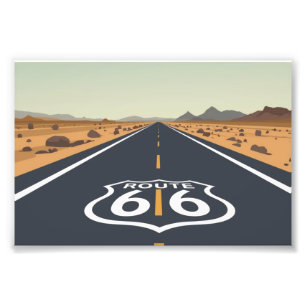 Route 66 Desert Road Vintage Travel Art Photo Print