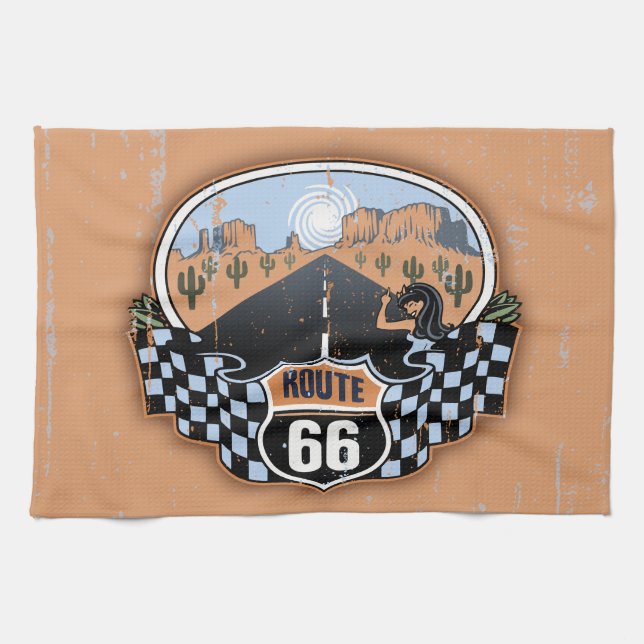 Route 66 Desert Tea Towel (Horizontal)
