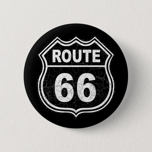 Route 66 Distressed 6 Cm Round Badge (Front)